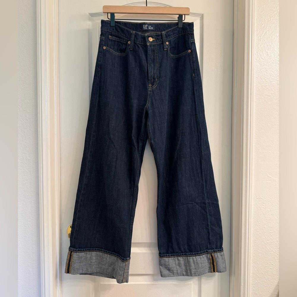 GAP Cuffed High-Rise Wide Leg Jeans